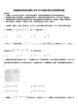 安徽省宿州市砀山县第二中学2024届高三第三次测评数学试卷含解析.doc