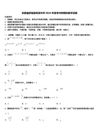 安徽省舒城县桃溪中学2024年高考冲刺模拟数学试题含解析.doc