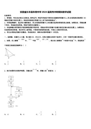 安徽省长丰县朱巷中学2024届高考冲刺模拟数学试题含解析.doc