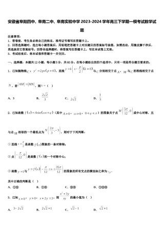安徽省阜阳四中、阜南二中、阜南实验中学2023-2024学年高三下学期一模考试数学试题含解析.doc