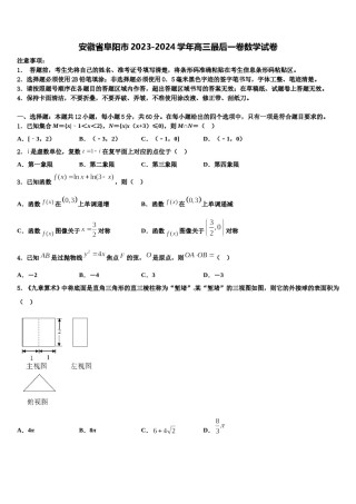 安徽省阜阳市2023-2024学年高三最后一卷数学试卷含解析.doc