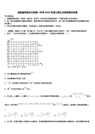 安徽省阜阳市太和第一中学2024年高三第三次测评数学试卷含解析.doc