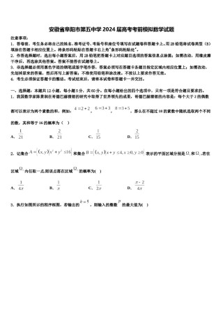 安徽省阜阳市第五中学2024届高考考前模拟数学试题含解析.doc