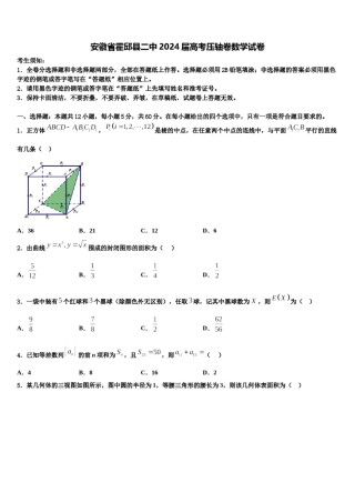 安徽省霍邱县二中2024届高考压轴卷数学试卷含解析.doc