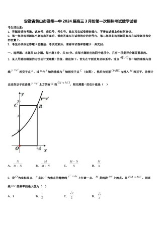 安徽省黄山市徽州一中2024届高三3月份第一次模拟考试数学试卷含解析.doc