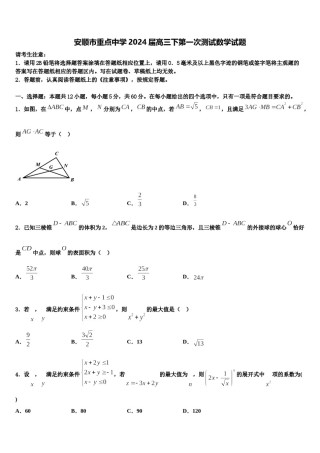 安顺市重点中学2024届高三下第一次测试数学试题含解析.doc