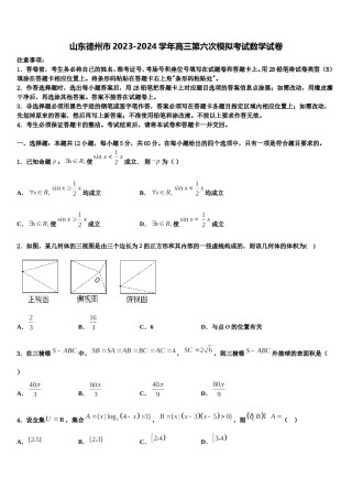 山东德州市2023-2024学年高三第六次模拟考试数学试卷含解析.doc