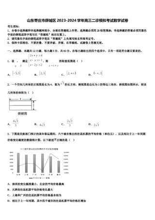 山东枣庄市薛城区2023-2024学年高三二诊模拟考试数学试卷含解析.doc