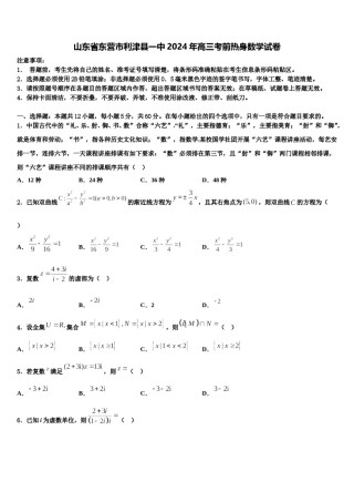 山东省东营市利津县一中2024年高三考前热身数学试卷含解析.doc