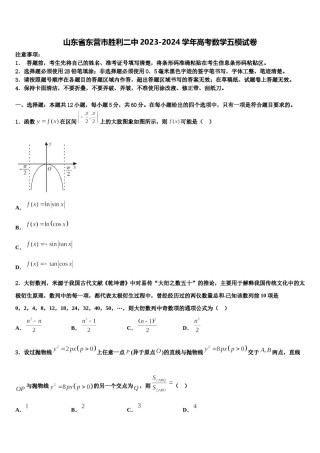 山东省东营市胜利二中2023-2024学年高考数学五模试卷含解析.doc