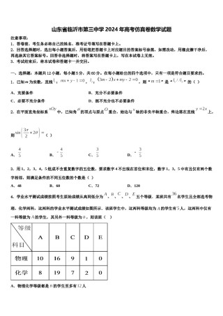 山东省临沂市第三中学2024年高考仿真卷数学试题含解析.doc