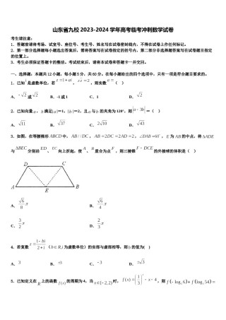 山东省九校2023-2024学年高考临考冲刺数学试卷含解析.doc