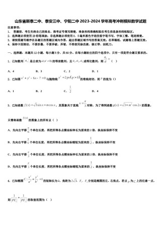 山东省新泰二中、泰安三中、宁阳二中2023-2024学年高考冲刺模拟数学试题含解析.doc
