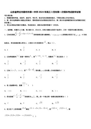 山东省枣庄市滕州市第一中学2024年高三3月份第一次模拟考试数学试卷含解析.doc