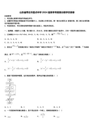山东省枣庄市重点中学2024届高考考前提分数学仿真卷含解析.doc