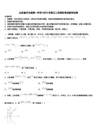 山东省沂水县第一中学2024年高三二诊模拟考试数学试卷含解析.doc