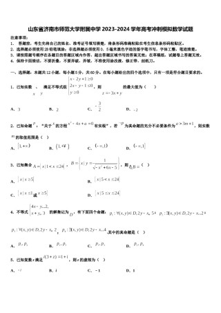 山东省济南市师范大学附属中学2023-2024学年高考冲刺模拟数学试题含解析.doc