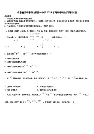 山东省济宁市微山县第一中学2024年高考冲刺数学模拟试题含解析.doc