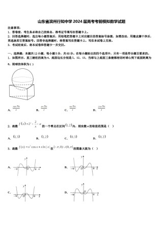 山东省滨州行知中学2024届高考考前模拟数学试题含解析.doc