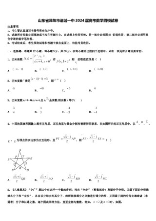 山东省潍坊市诸城一中2024届高考数学四模试卷含解析.doc