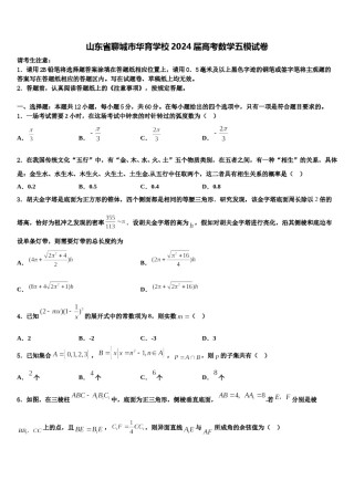 山东省聊城市华育学校2024届高考数学五模试卷含解析.doc