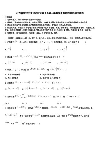 山东省菏泽市重点名校2023-2024学年高考考前提分数学仿真卷含解析.doc