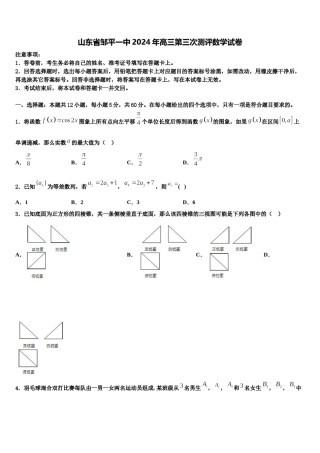 山东省邹平一中2024年高三第三次测评数学试卷含解析.doc