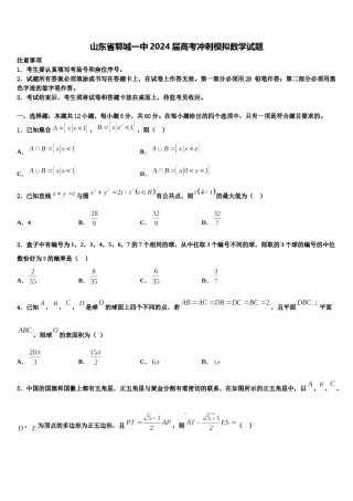 山东省郓城一中2024届高考冲刺模拟数学试题含解析.doc
