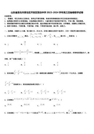 山东省青岛市黄岛区开发区致远中学2023-2024学年高三压轴卷数学试卷含解析.doc