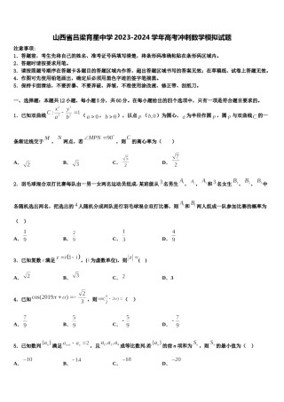 山西省吕梁育星中学2023-2024学年高考冲刺数学模拟试题含解析.doc