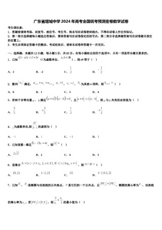 广东省增城中学2024年高考全国统考预测密卷数学试卷含解析.doc