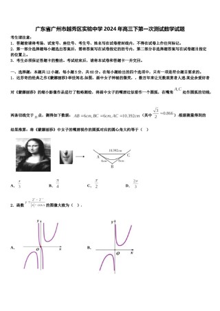 广东省广州市越秀区实验中学2024年高三下第一次测试数学试题含解析.doc