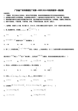广东省广州市顺德区广州第一中学2024年高考数学一模试卷含解析.doc