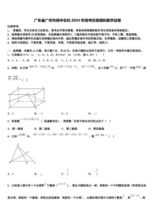 广东省广州市高中名校2024年高考仿真模拟数学试卷含解析.doc