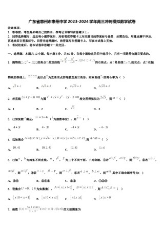 广东省惠州市惠州中学2023-2024学年高三冲刺模拟数学试卷含解析.doc