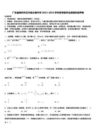 广东省梅州市五华县水寨中学2023-2024学年高考数学全真模拟密押卷含解析.doc