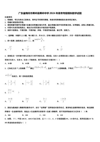 广东省梅州市蕉岭县蕉岭中学2024年高考考前模拟数学试题含解析.doc