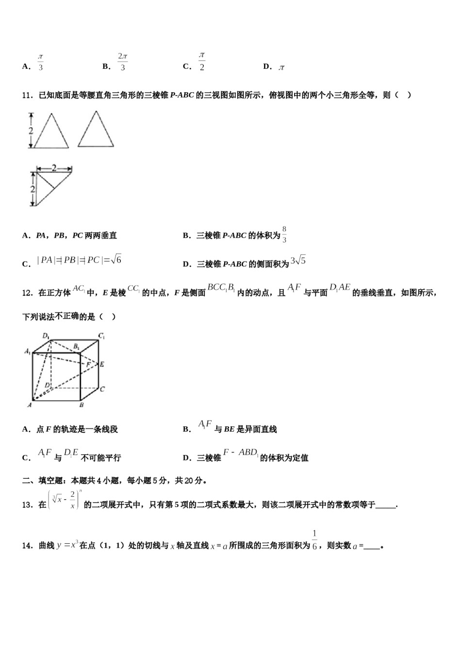 广东省汕头市潮阳第一中学2024届高三下学期联合考试数学试题含解析.doc_第3页