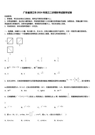 广东省湛江市2024年高三二诊模拟考试数学试卷含解析.doc
