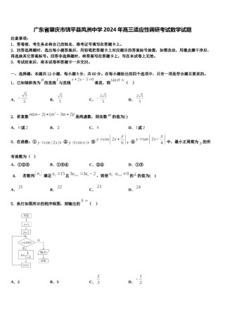 广东省肇庆市饶平县凤洲中学2024年高三适应性调研考试数学试题含解析.doc
