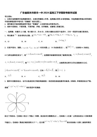 广东省韶关市新丰一中2024届高三下学期联考数学试题含解析.doc