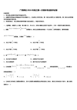 广西两校2024年高三第一次模拟考试数学试卷含解析.doc