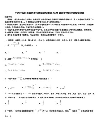 广西壮族自治区贵港市覃塘高级中学2024届高考冲刺数学模拟试题含解析.doc