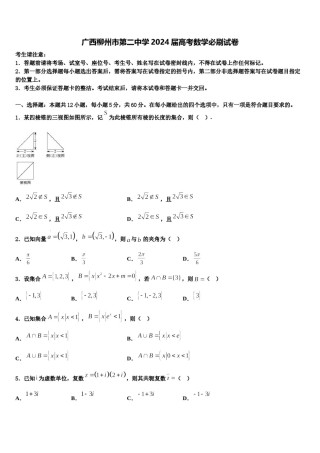 广西柳州市第二中学2024届高考数学必刷试卷含解析.doc