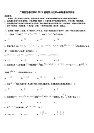 广西贵港市桂平市2024届高三六校第一次联考数学试卷含解析.doc