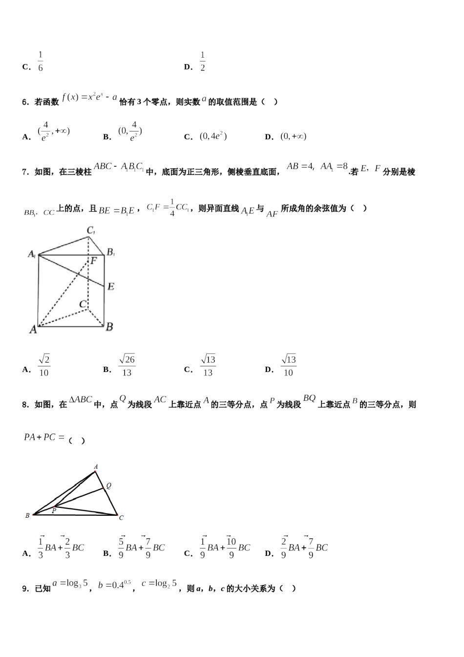 成都实验中学2024届高考数学五模试卷含解析.doc_第2页