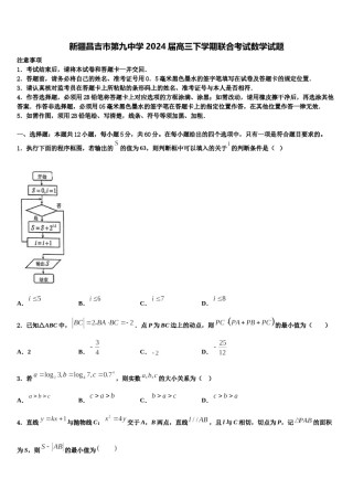 新疆昌吉市第九中学2024届高三下学期联合考试数学试题含解析.doc