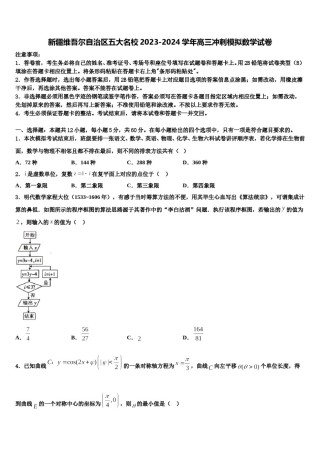 新疆维吾尔自治区五大名校2023-2024学年高三冲刺模拟数学试卷含解析.doc