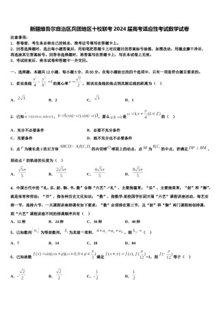 新疆维吾尔自治区兵团地区十校联考2024届高考适应性考试数学试卷含解析.doc