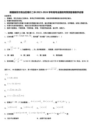新疆维吾尔自治区喀什二中2023-2024学年高考全国统考预测密卷数学试卷含解析.doc